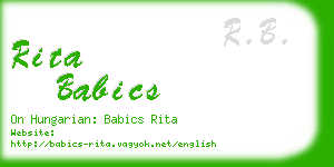 rita babics business card